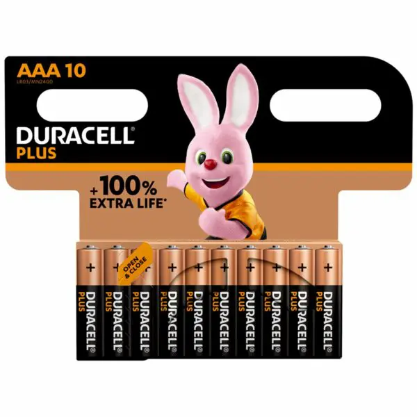 Duracell Plus AAA LR03 Batteries 10 Pack
