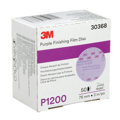 a 3m hookit purple finishing film abrasive disc 260l 30368 3 in p1200